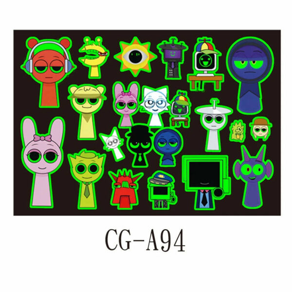 1Pcs New Luminous Incredibox Sprunki Temporary Tattoo Sticker Music Game Body Art Tattoo Stickers Toys For Kids Gifts - Image 5