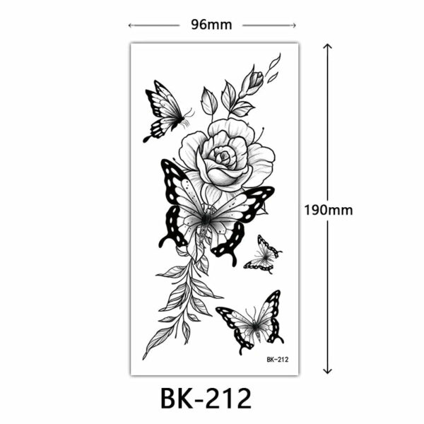 Black Flower Temporary Tattoos for Women Men Waterproof Realistic Floral Tattoo Stickers for Hand Arm Body Fake Tattoo - Image 15