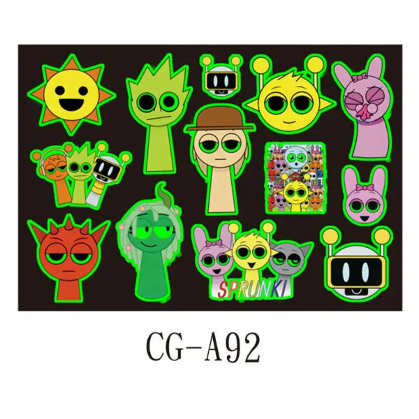 1Pcs New Luminous Incredibox Sprunki Temporary Tattoo Sticker Music Game Body Art Tattoo Stickers Toys For Kids Gifts - Image 7