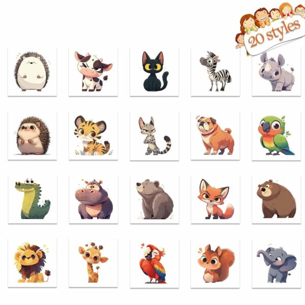 20Pcs/set Cartoon Animal Tattoo Stickers Funny Ocean Fish Tattoo For Kids Birthday Gift Fake Children Body Art Tattoos Toy - Image 8