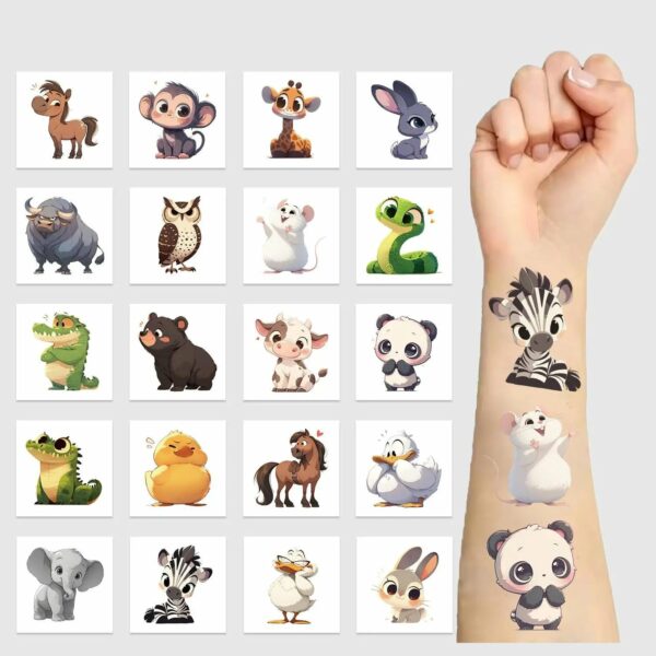 20Pcs/set Cartoon Animal Tattoo Stickers Funny Ocean Fish Tattoo For Kids Birthday Gift Fake Children Body Art Tattoos Toy - Image 9