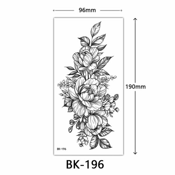 Black Flower Temporary Tattoos for Women Men Waterproof Realistic Floral Tattoo Stickers for Hand Arm Body Fake Tattoo - Image 16