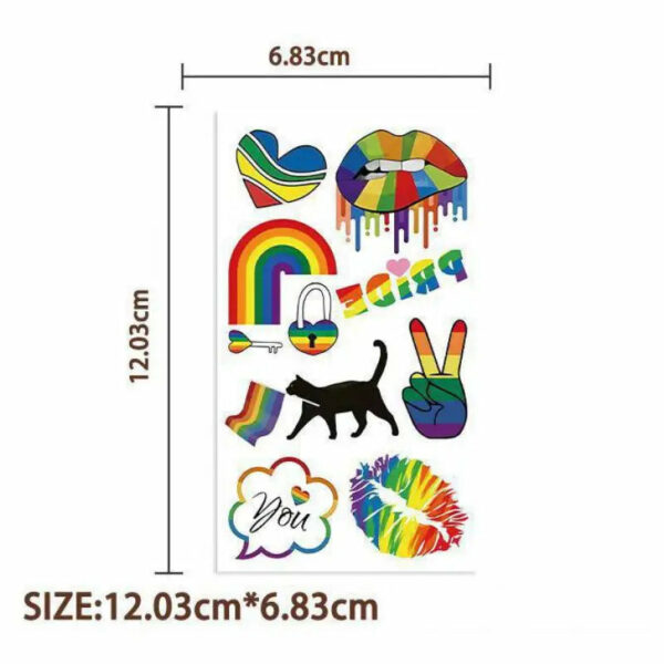 10Pcs/set Colorful Rainbow Funny Lgbt Gay Pride Temporary Tattoo Stickers Funny Waterproof Tattoo For Party Toys Gift - Image 2
