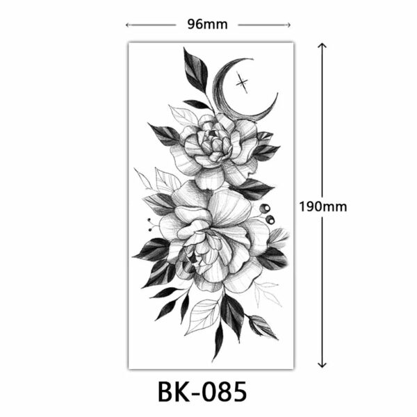 Black Flower Temporary Tattoos for Women Waterproof Realistic Floral Tattoo Stickers for Hand Arm Body Disposable Fake Tattoo - Image 9