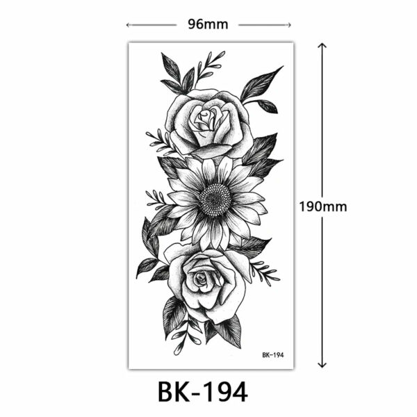 Black Flower Temporary Tattoos for Women Men Waterproof Realistic Floral Tattoo Stickers for Hand Arm Body Fake Tattoo - Image 24