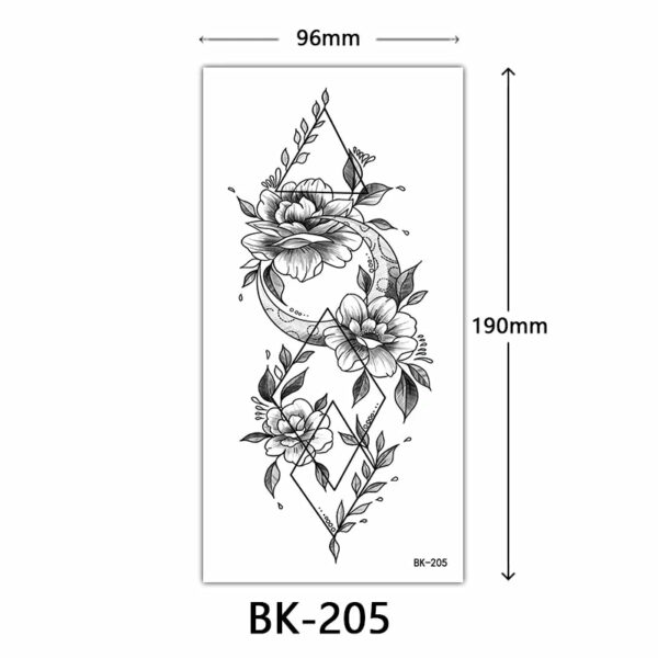 Black Flower Temporary Tattoos for Women Men Waterproof Realistic Floral Tattoo Stickers for Hand Arm Body Fake Tattoo - Image 7