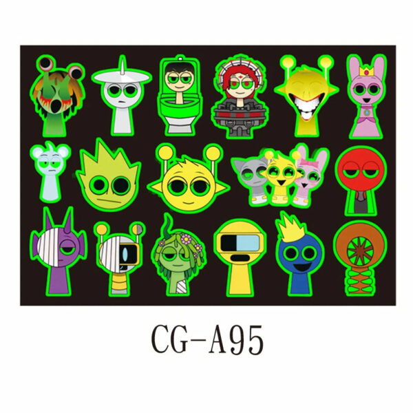 1Pcs New Luminous Incredibox Sprunki Temporary Tattoo Sticker Music Game Body Art Tattoo Stickers Toys For Kids Gifts - Image 6
