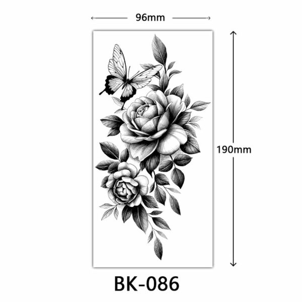 Black Flower Temporary Tattoos for Women Waterproof Realistic Floral Tattoo Stickers for Hand Arm Body Disposable Fake Tattoo - Image 16