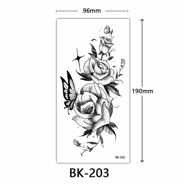 Black Flower Temporary Tattoos for Women Men Waterproof Realistic Floral Tattoo Stickers for Hand Arm Body Fake Tattoo - Image 19