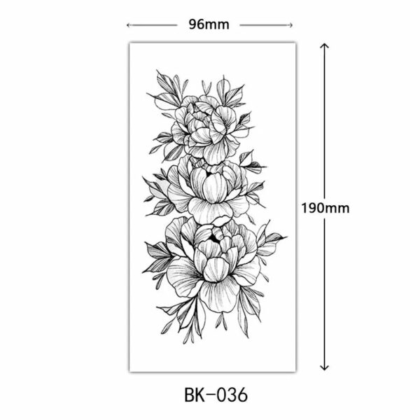 Black Flower Temporary Tattoos for Women Waterproof Realistic Floral Tattoo Stickers for Hand Arm Body Disposable Fake Tattoo - Image 18