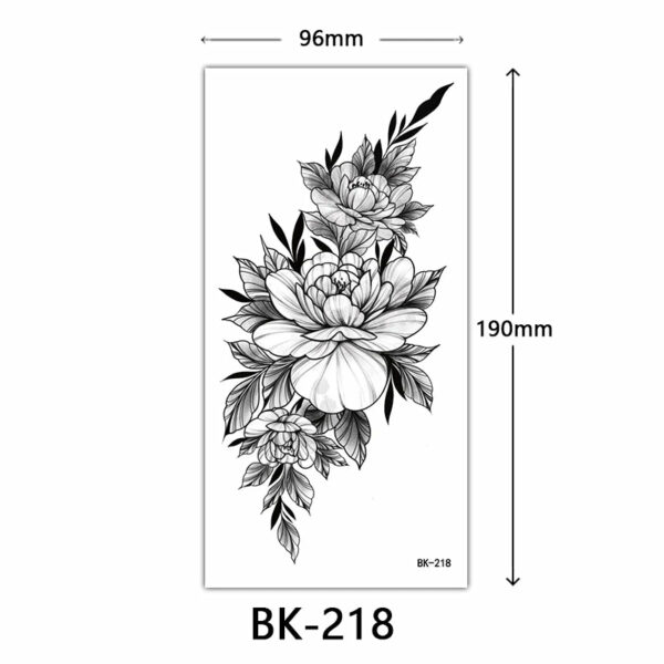 Black Flower Temporary Tattoos for Women Men Waterproof Realistic Floral Tattoo Stickers for Hand Arm Body Fake Tattoo - Image 18