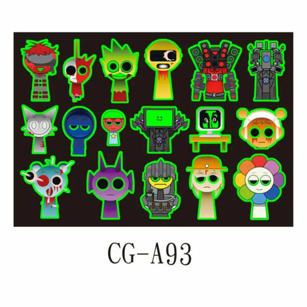1Pcs New Luminous Incredibox Sprunki Temporary Tattoo Sticker Music Game Body Art Tattoo Stickers Toys For Kids Gifts - Image 9