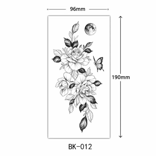 Black Flower Temporary Tattoos for Women Waterproof Realistic Floral Tattoo Stickers for Hand Arm Body Disposable Fake Tattoo - Image 11
