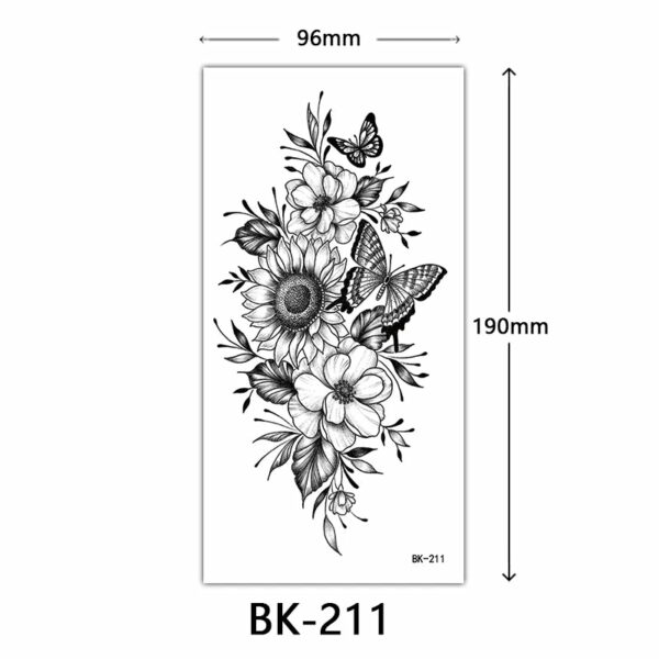 Black Flower Temporary Tattoos for Women Men Waterproof Realistic Floral Tattoo Stickers for Hand Arm Body Fake Tattoo - Image 11