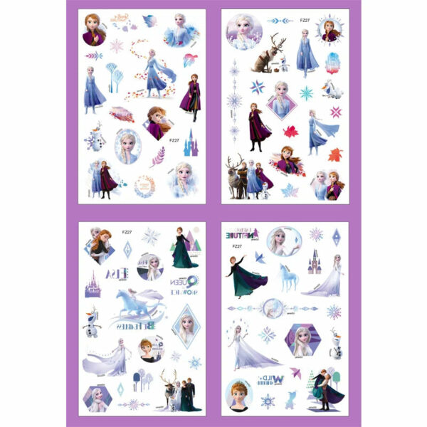 4Pcs/set Tattoo stickers Disney Stitch Princess Sofia Unicorn Frozen Action Figure Cars Cartoon Sticker Kids Girls Birthday Gift - Image 2