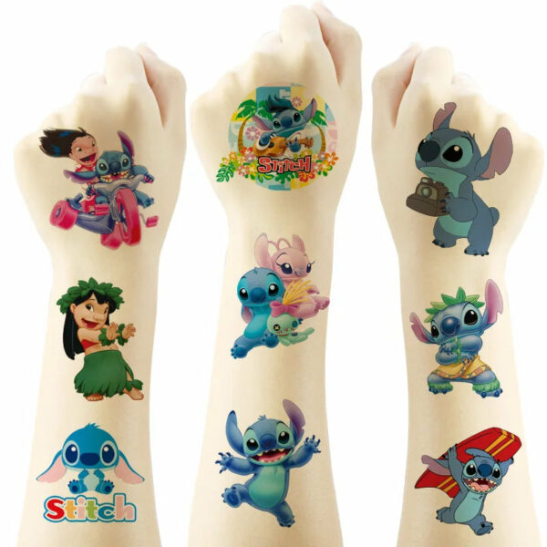 2024 Interstellar Baby Stitch Tattoo Stickers Children Stitch Water Transfer Disposable Tattoo Stickers Toy Birthday Gift - Image 2
