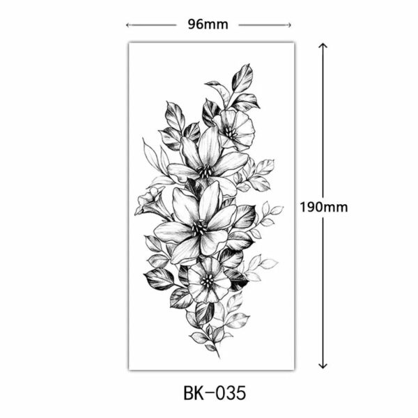 Black Flower Temporary Tattoos for Women Waterproof Realistic Floral Tattoo Stickers for Hand Arm Body Disposable Fake Tattoo - Image 15