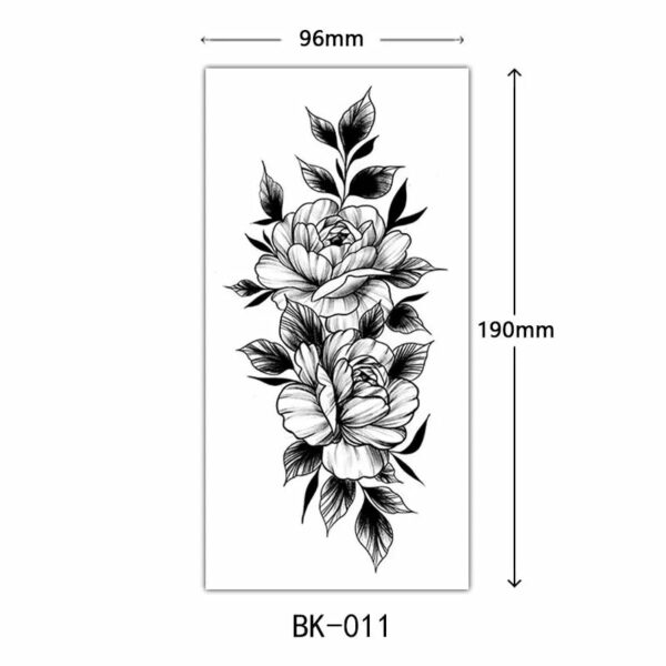 Black Flower Temporary Tattoos for Women Waterproof Realistic Floral Tattoo Stickers for Hand Arm Body Disposable Fake Tattoo - Image 10
