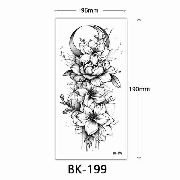 Black Flower Temporary Tattoos for Women Men Waterproof Realistic Floral Tattoo Stickers for Hand Arm Body Fake Tattoo - Image 13