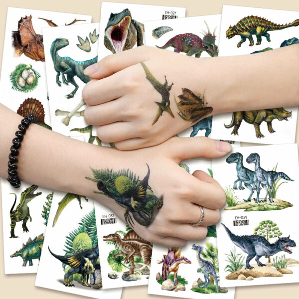 6pcs/set Dinosaur Temporary Tattoo Stickers For Kids Waterproof Animal Cartoon Fake Tattoo for Children Women Men Body Decor - Image 2