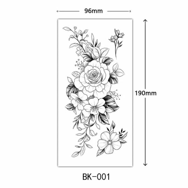 Black Flower Temporary Tattoos for Women Waterproof Realistic Floral Tattoo Stickers for Hand Arm Body Disposable Fake Tattoo - Image 14