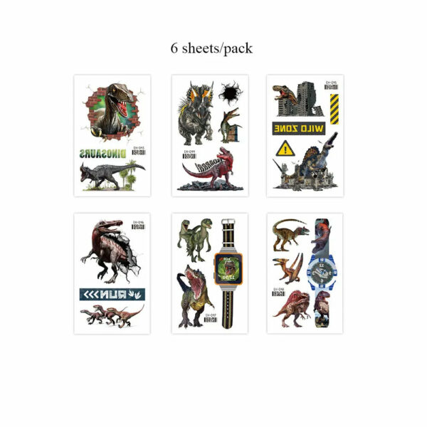 6pcs/set Dinosaur Temporary Tattoo Stickers For Kids Waterproof Animal Cartoon Fake Tattoo for Children Women Men Body Decor - Image 10