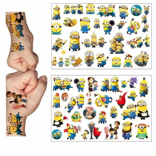 1Pcs Cartoon Anime Minions Temporary Tattoo Sticker Body Art Tattoo Stickers Cosplay Party Toys For Kids Birthday Gifts