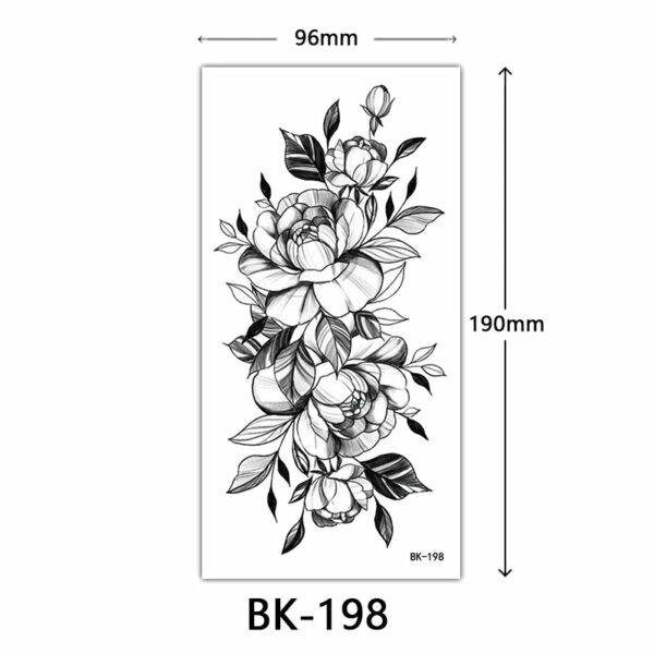 Black Flower Temporary Tattoos for Women Men Waterproof Realistic Floral Tattoo Stickers for Hand Arm Body Fake Tattoo - Image 23