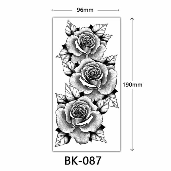 Black Flower Temporary Tattoos for Women Waterproof Realistic Floral Tattoo Stickers for Hand Arm Body Disposable Fake Tattoo - Image 12