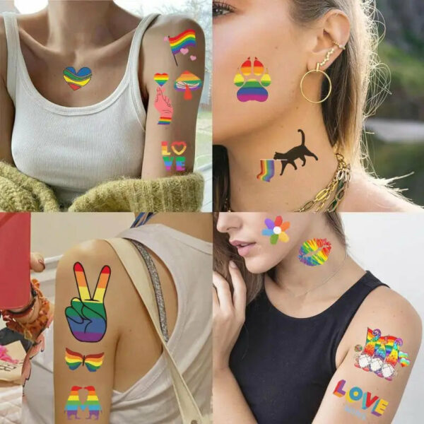 10Pcs/set Colorful Rainbow Funny Lgbt Gay Pride Temporary Tattoo Stickers Funny Waterproof Tattoo For Party Toys Gift - Image 6