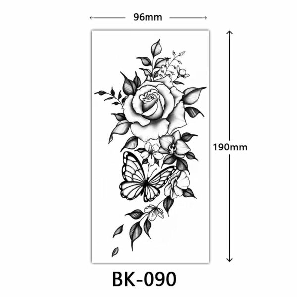 Black Flower Temporary Tattoos for Women Waterproof Realistic Floral Tattoo Stickers for Hand Arm Body Disposable Fake Tattoo - Image 13