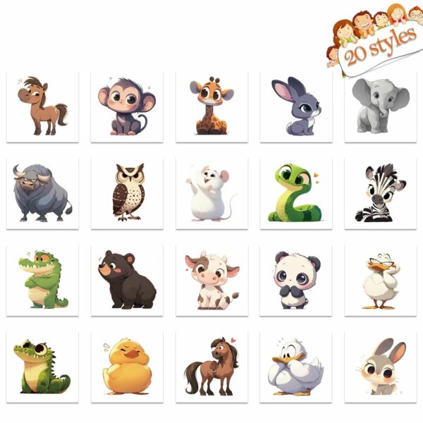 20Pcs/set Cartoon Animal Tattoo Stickers Funny Ocean Fish Tattoo For Kids Birthday Gift Fake Children Body Art Tattoos Toy - Image 5