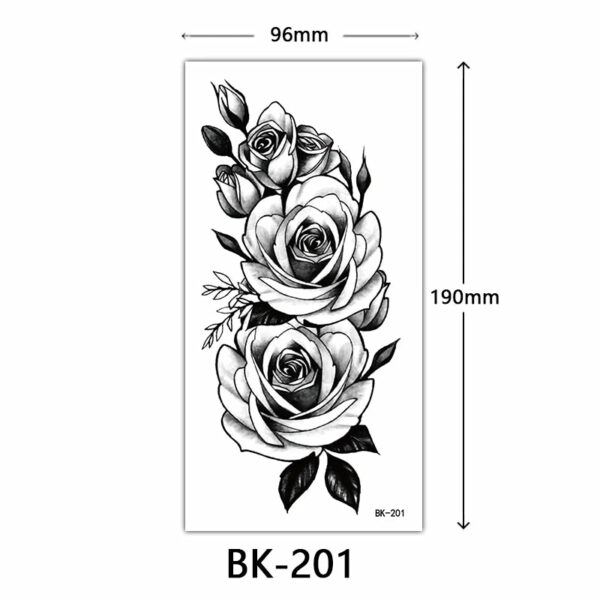 Black Flower Temporary Tattoos for Women Men Waterproof Realistic Floral Tattoo Stickers for Hand Arm Body Fake Tattoo - Image 9