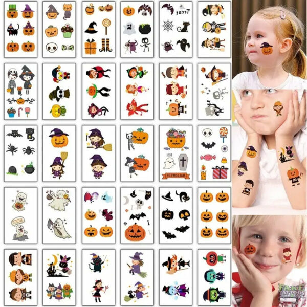 30Pcs/lot Kids Cartoon Halloween Tattoo Sticker Funny Scar Horror Decoration Creative Face Art Holiday Fake Tattoo Stickers Set - Image 9