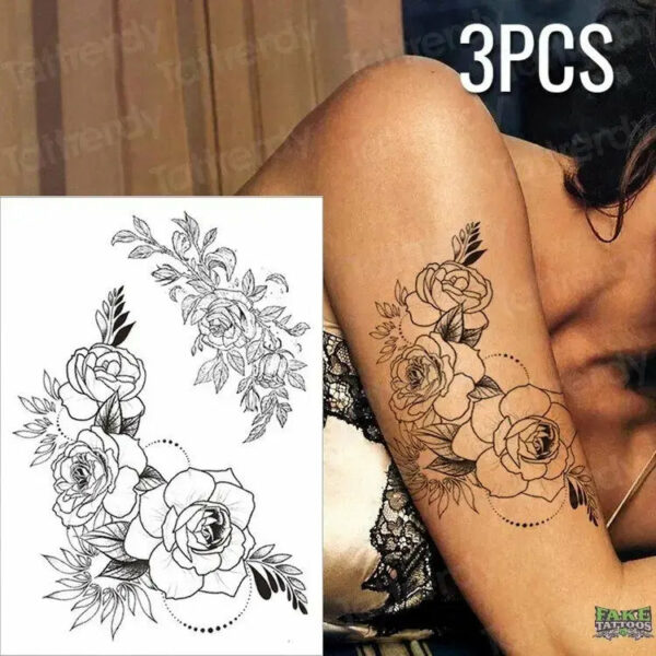 3pcs/lot fake tattoos stickers flowers temporary tattoos - Image 16