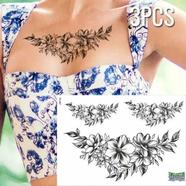 3pcs/lot fake tattoos stickers flowers temporary tattoos - Image 28