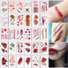 30pcs/lot halloween face tattoo sticker zombie scars tattoos with fake scab blood temporary tattoos stars transfer tatoo sets